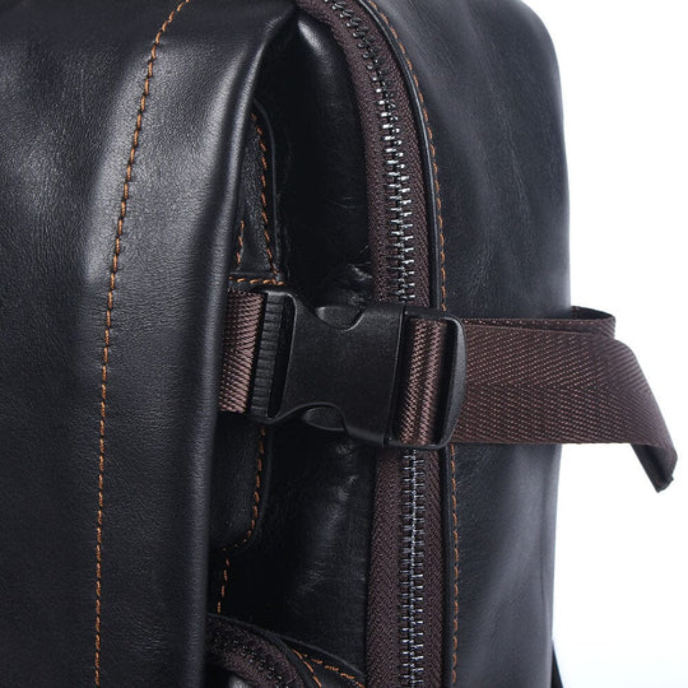Men's Black Leather Backpack | Maximilian