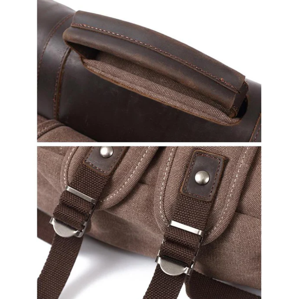 LENZIG – Men's rucksack with leather flap and laptop compartment