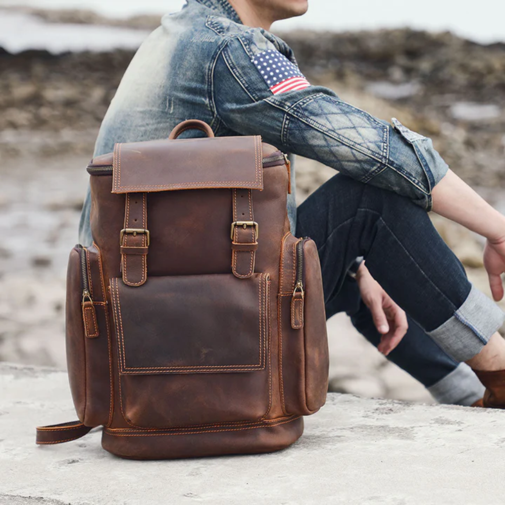 Leather laptop backpack | Alexander