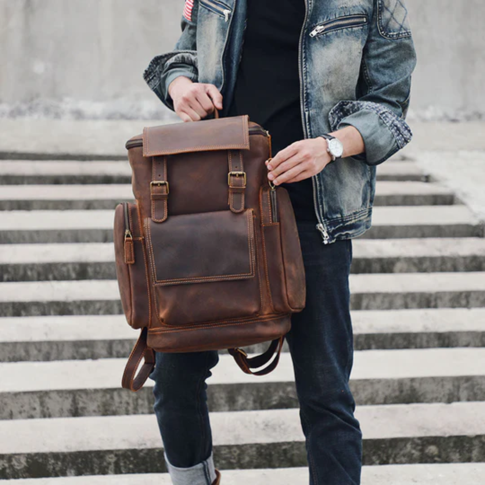 Leather laptop backpack | Alexander