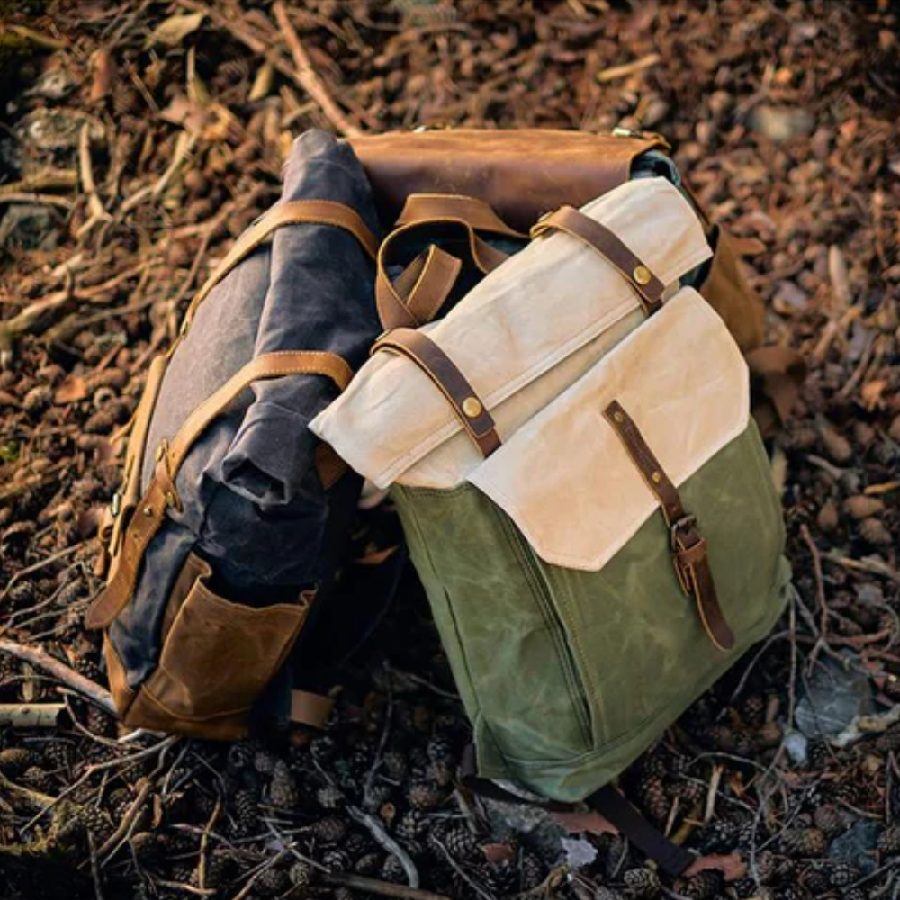 VELIN – Women's Canvas Roll-Top Backpack with Leather Details