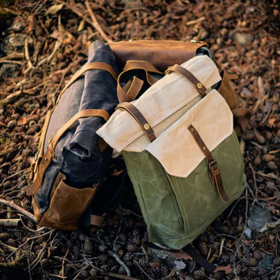 VELIN – Women's Canvas Roll-Top Backpack with Leather Details