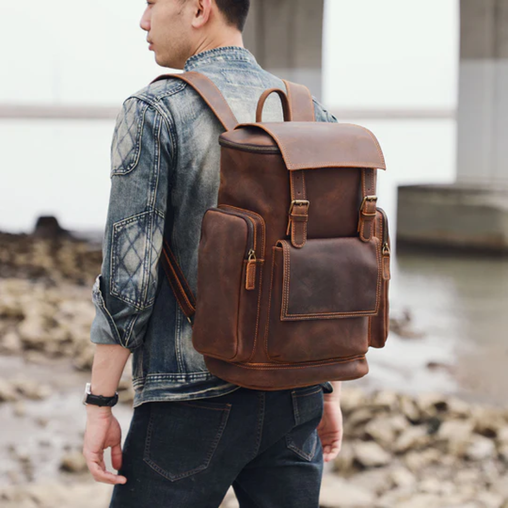 Leather laptop backpack | Alexander