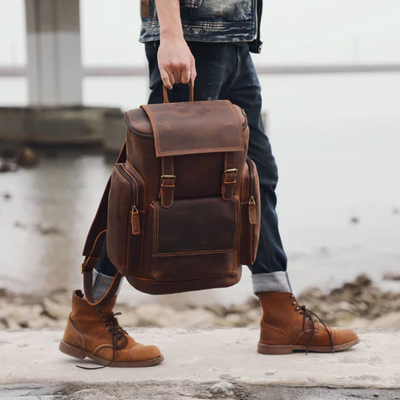 Leather laptop backpack | Alexander