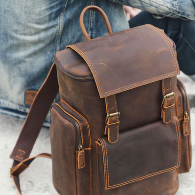 Leather laptop backpack | Alexander
