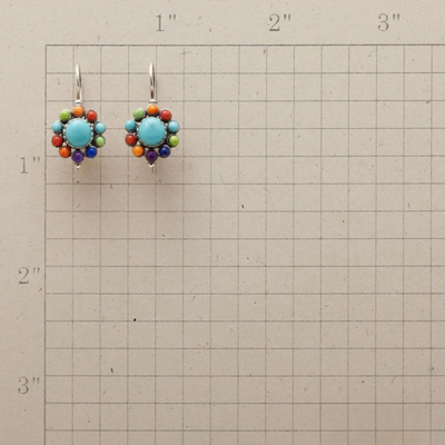 Colorful turquoise round earrings