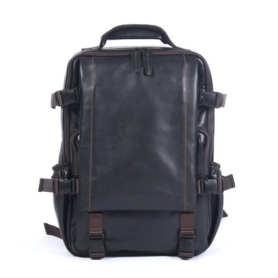 Men's Black Leather Backpack | Maximilian