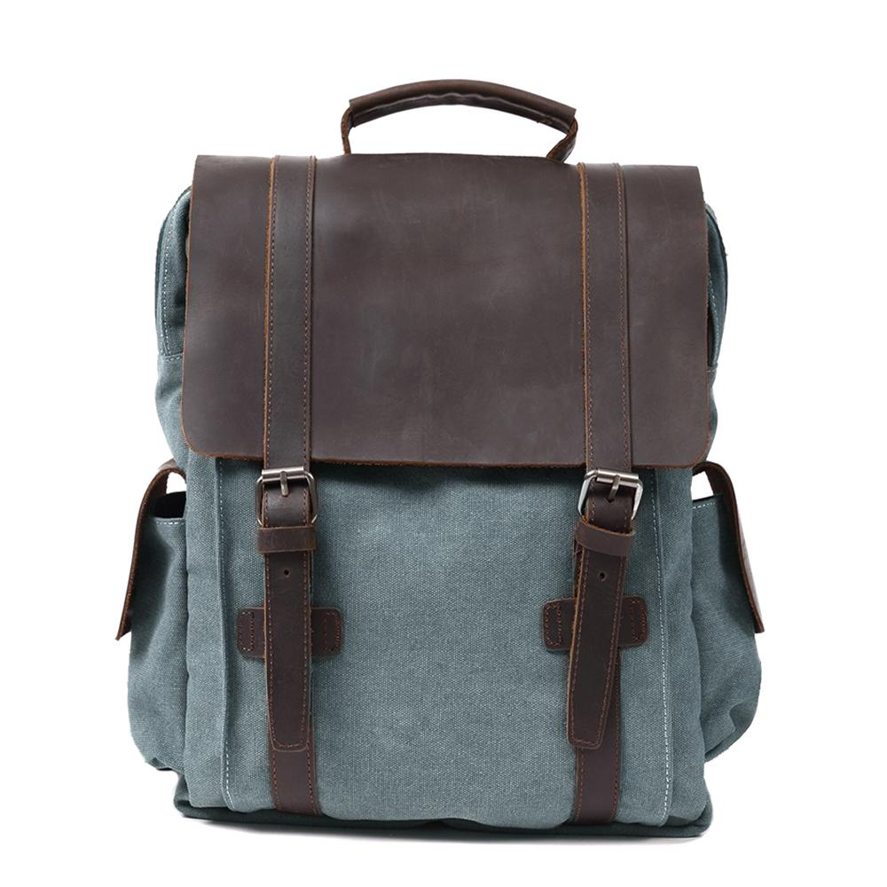 LENZIG – Men's rucksack with leather flap and laptop compartment
