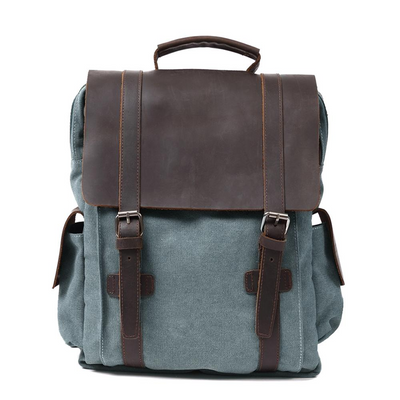 LENZIG – Men's rucksack with leather flap and laptop compartment