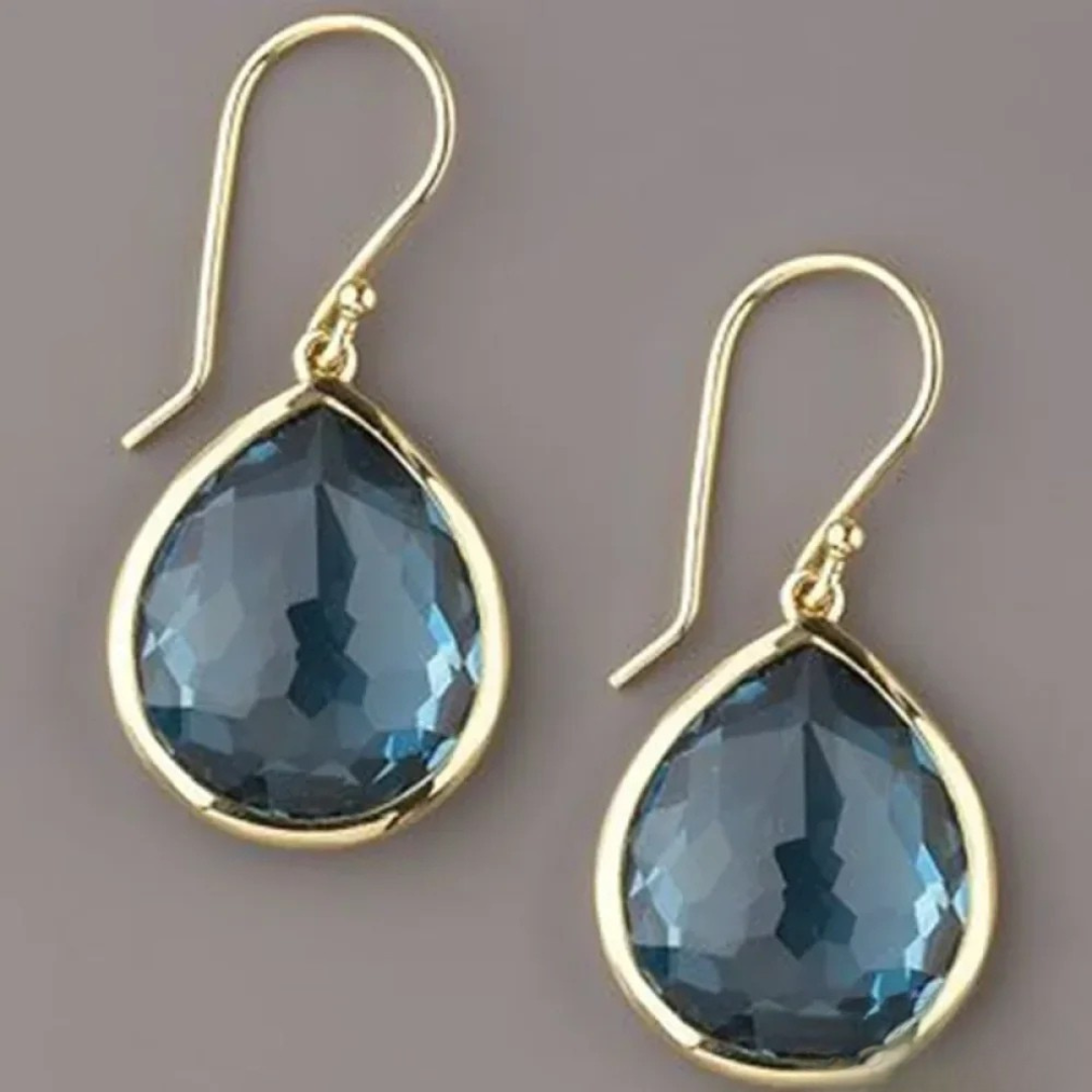 Antique Blue Crystal Drop Earrings