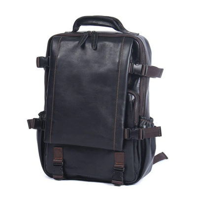 Men's Black Leather Backpack | Maximilian