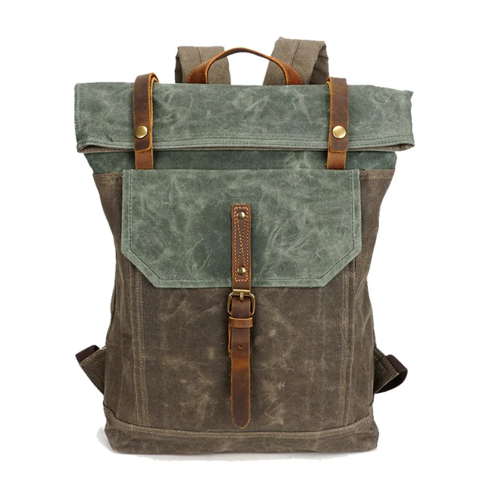 VELIN – Women's Canvas Roll-Top Backpack with Leather Details