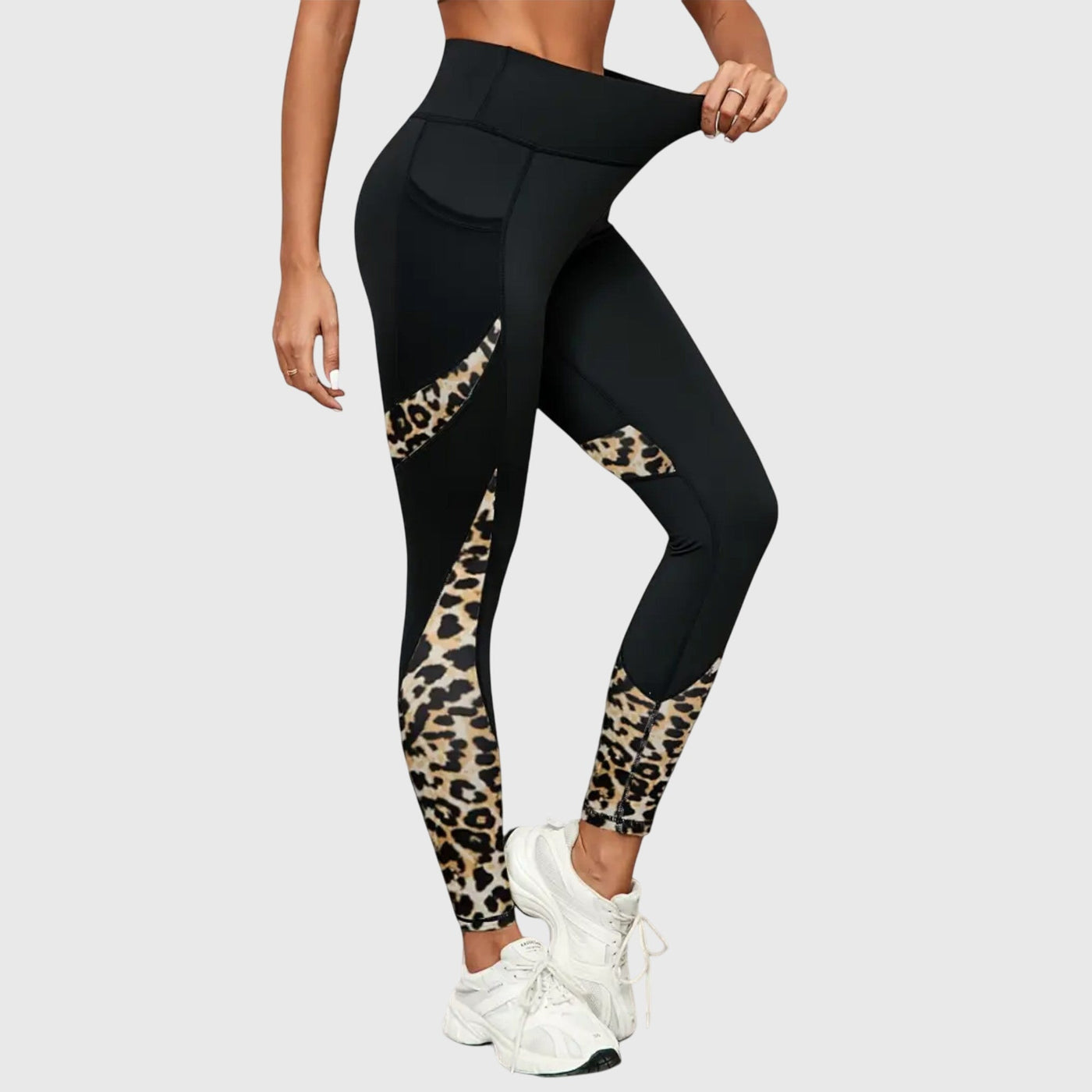 high-waisted leopard-print sweatpants