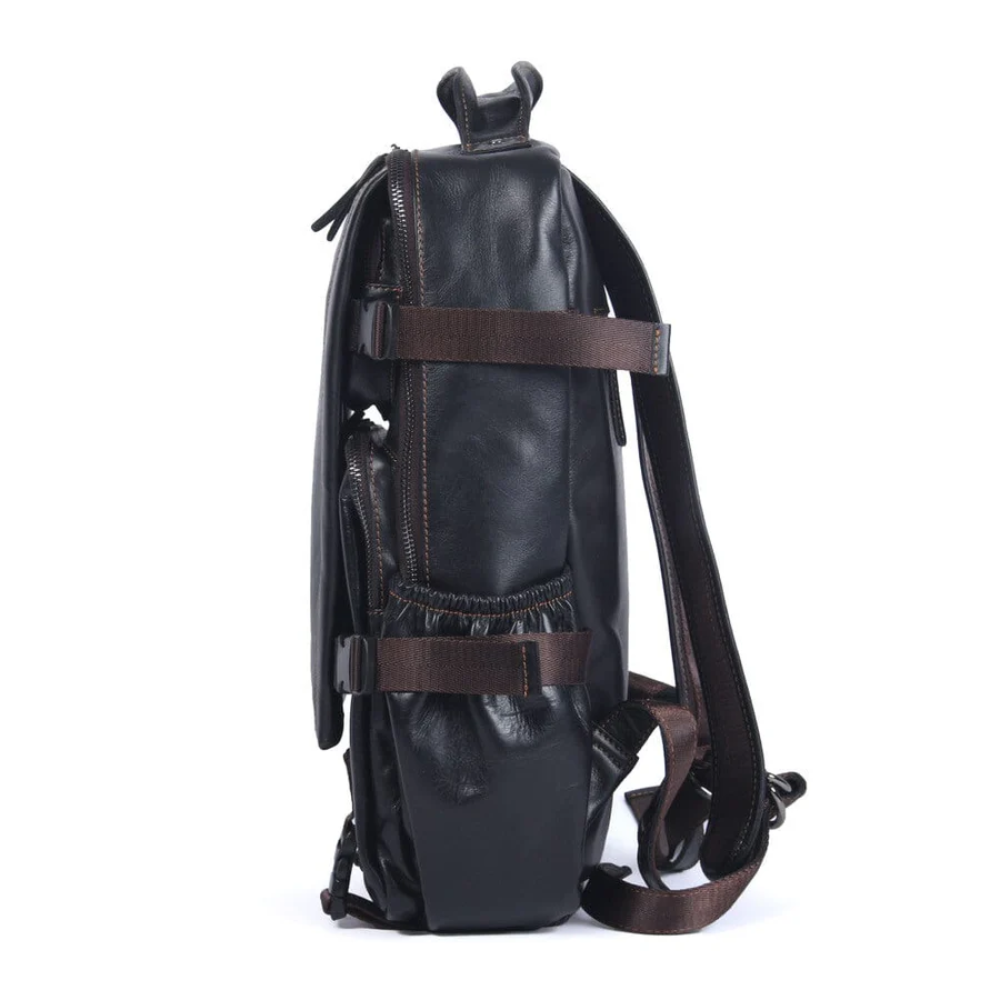 Men's Black Leather Backpack | Maximilian