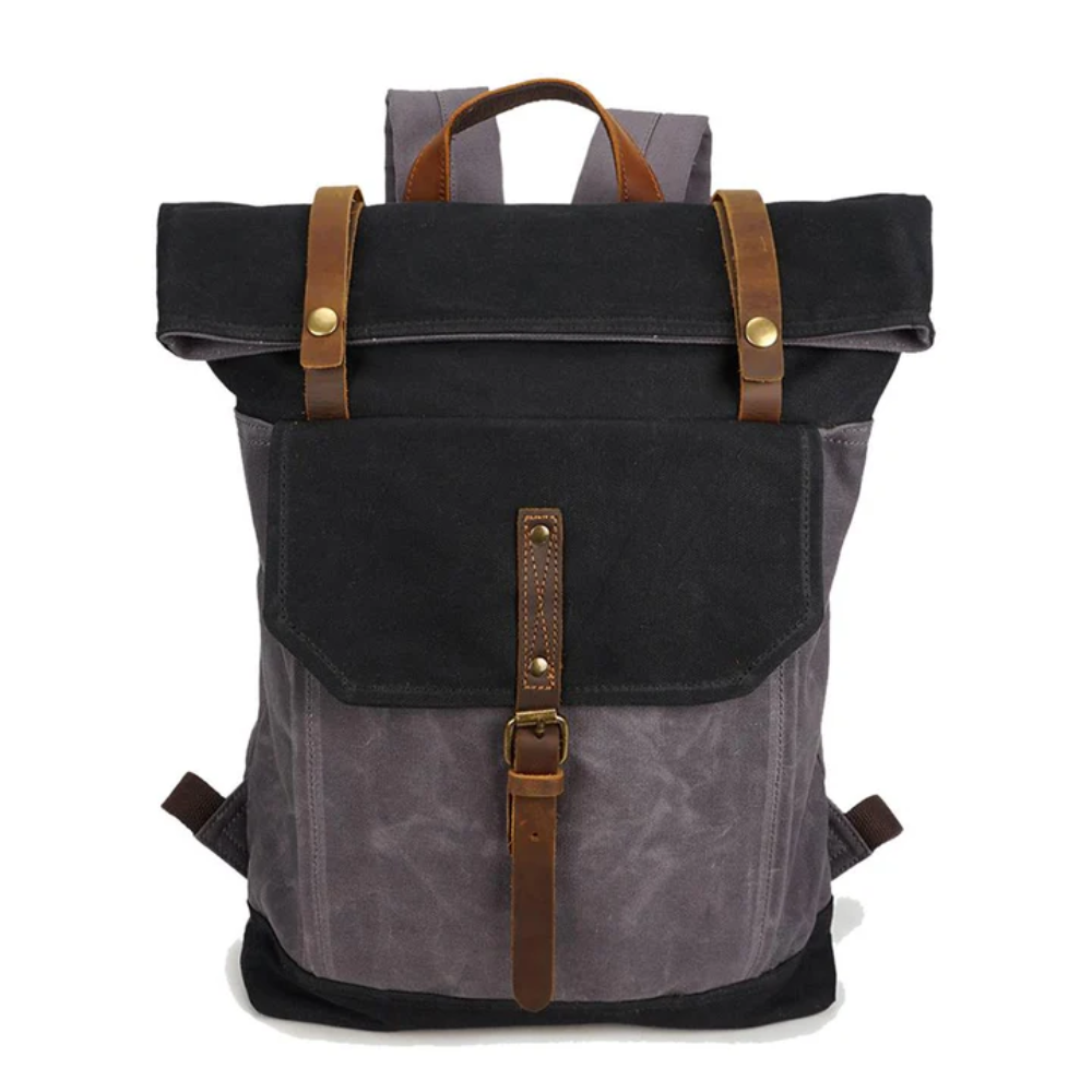 VELIN – Women's Canvas Roll-Top Backpack with Leather Details