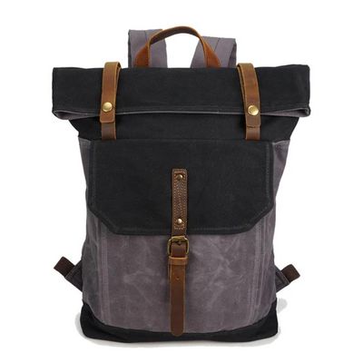VELIN – Women's Canvas Roll-Top Backpack with Leather Details