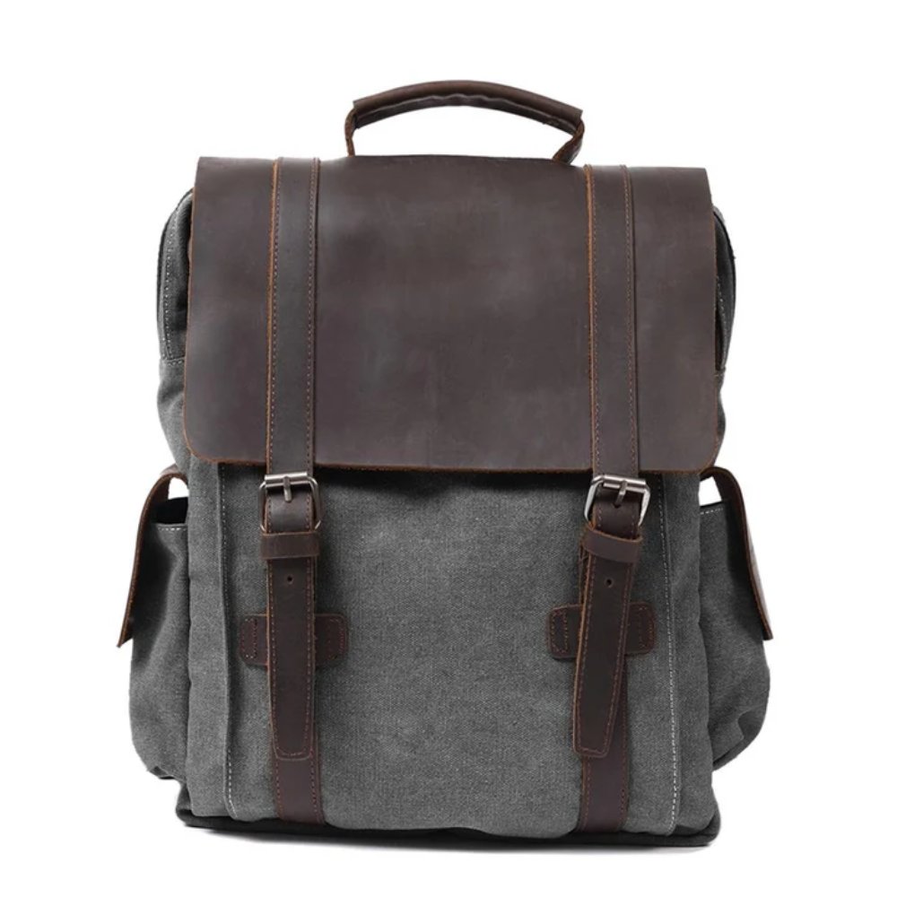 LENZIG – Men's rucksack with leather flap and laptop compartment