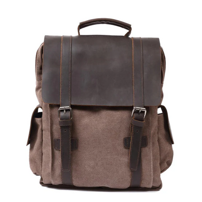 LENZIG – Men's rucksack with leather flap and laptop compartment