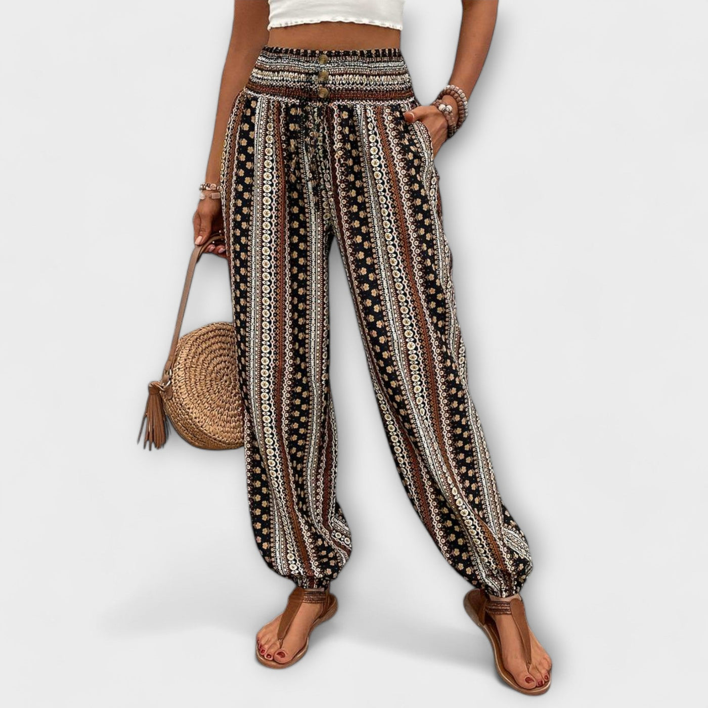Scarlett - Pants with ethnic patterns