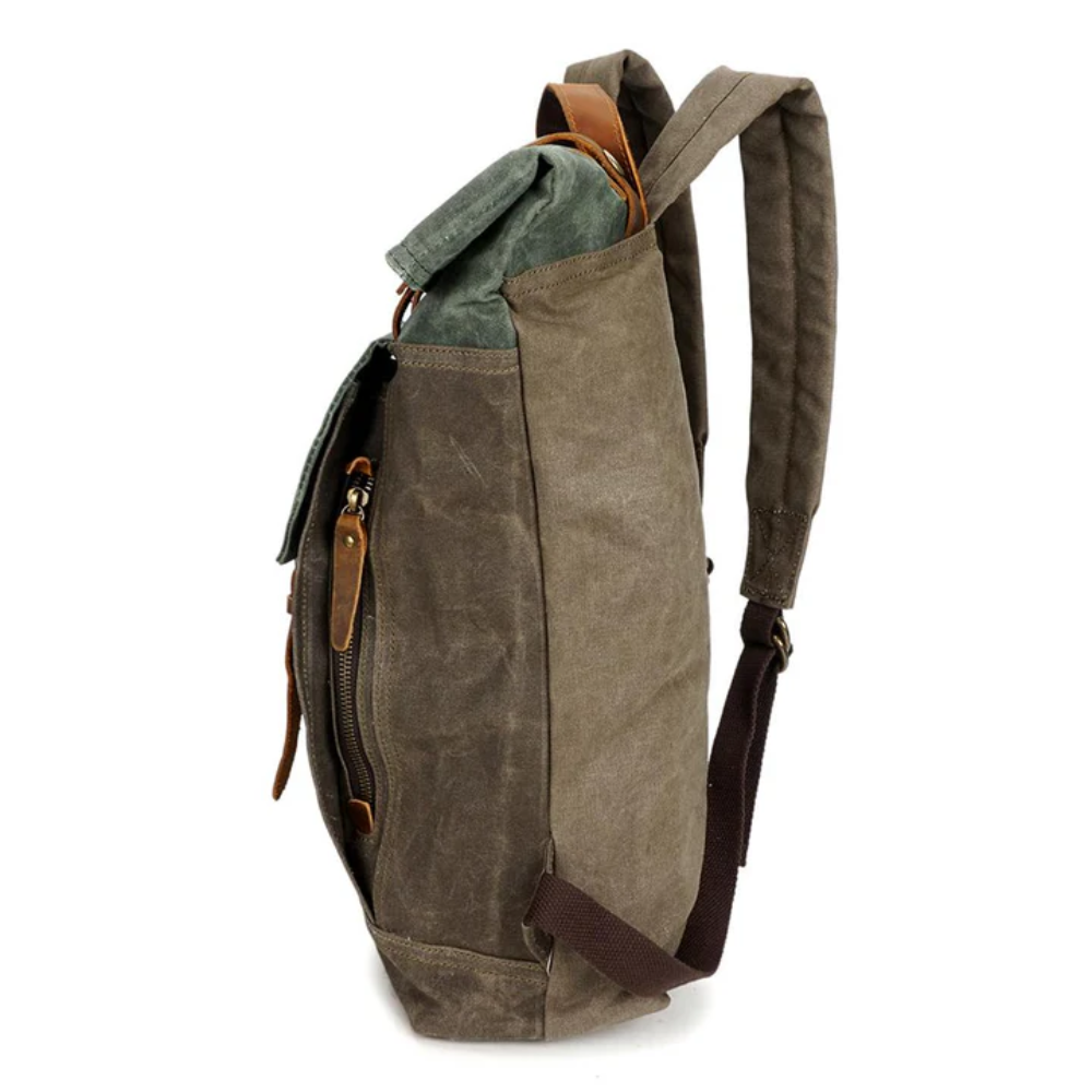 VELIN – Women's Canvas Roll-Top Backpack with Leather Details