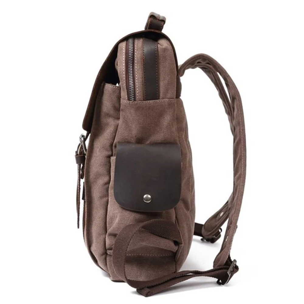LENZIG – Men's rucksack with leather flap and laptop compartment