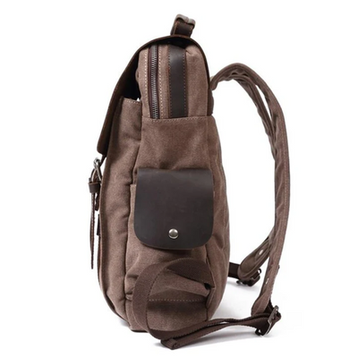 LENZIG – Men's rucksack with leather flap and laptop compartment
