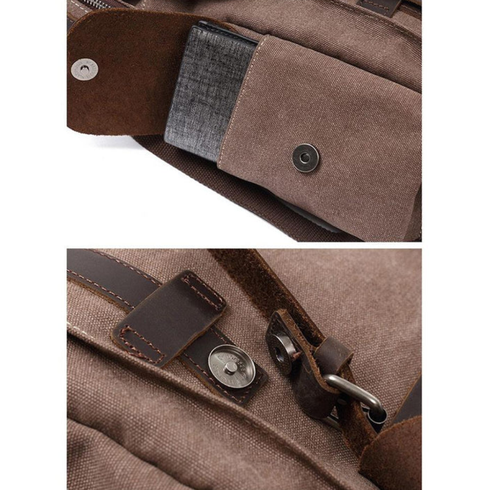 LENZIG – Men's rucksack with leather flap and laptop compartment