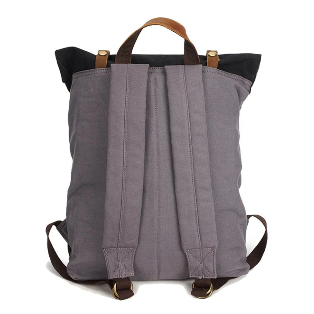 VELIN – Women's Canvas Roll-Top Backpack with Leather Details