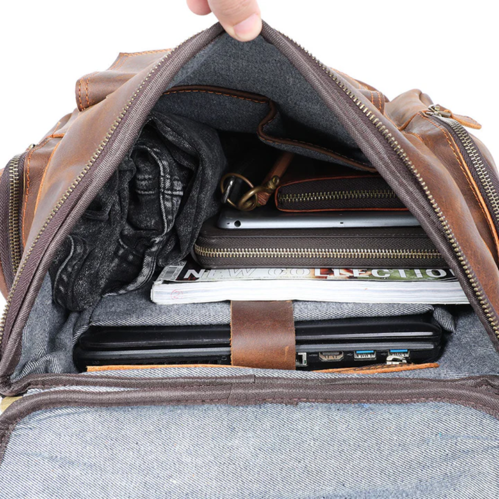 Leather laptop backpack | Alexander