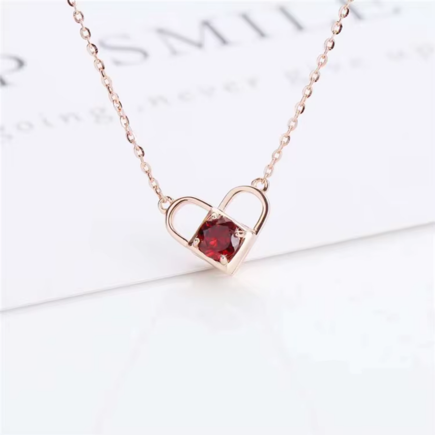 Natural red garnet pendant necklace