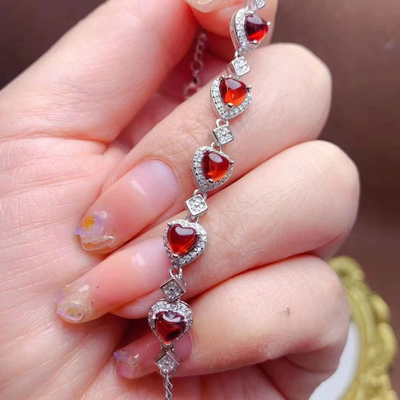 Natural Garnet Friendship Charm Bracelet