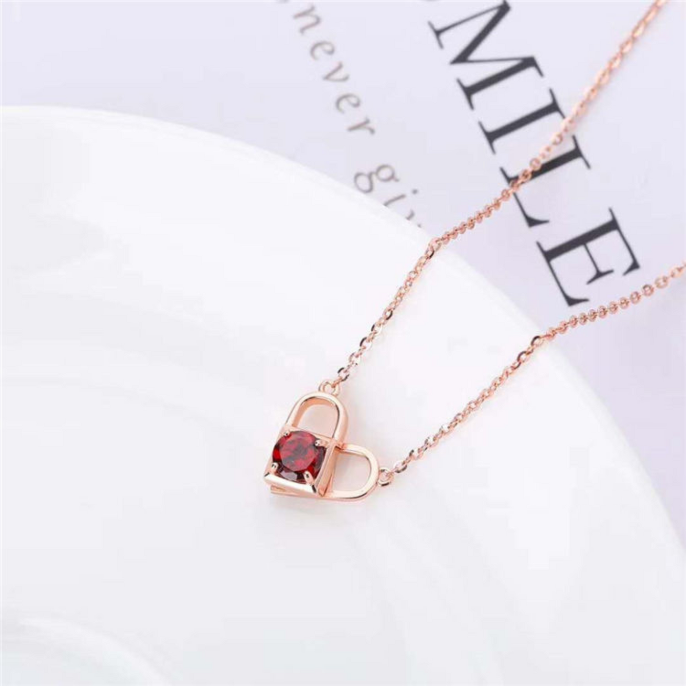 Natural red garnet pendant necklace