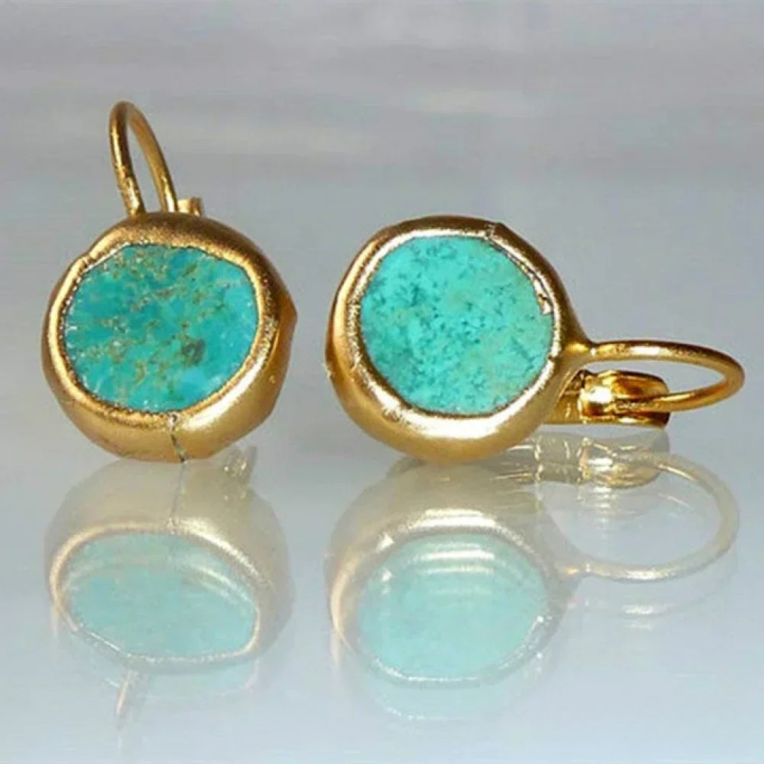 Gold vintage earrings with turquoise