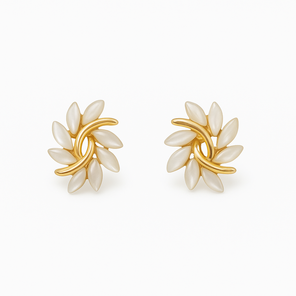 Elegant gold earrings with white opals