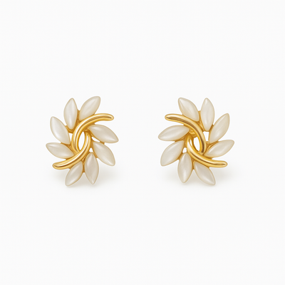 Elegant gold earrings with white opals