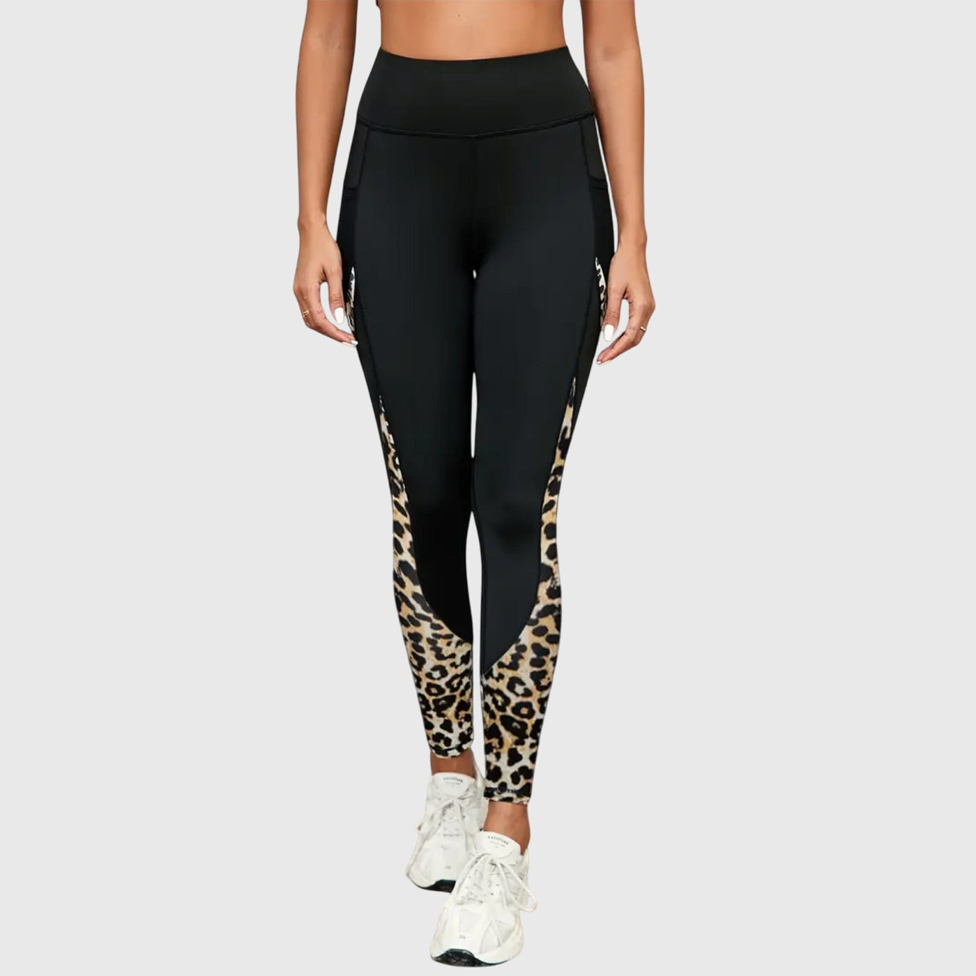 high-waisted leopard-print sweatpants