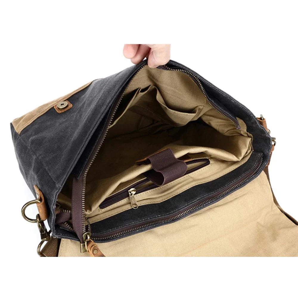 waxed fabric messenger bag | Winnipeg