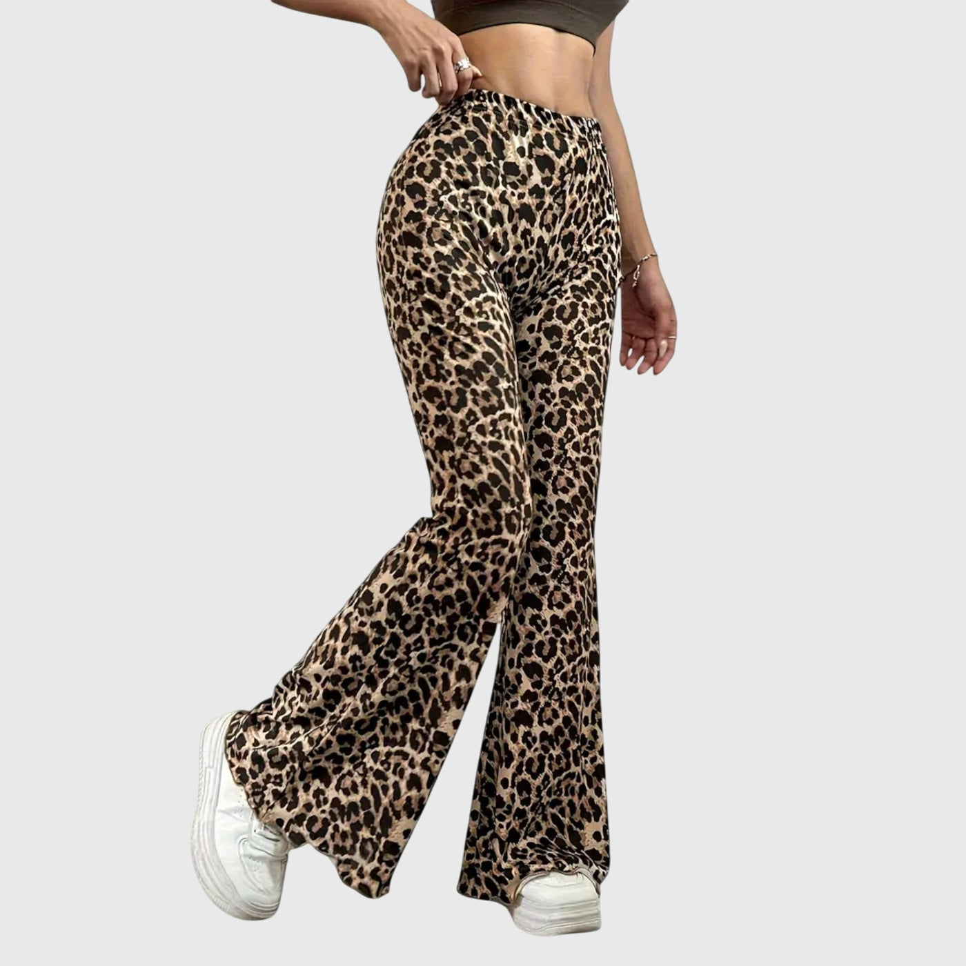 leopard print flared pants