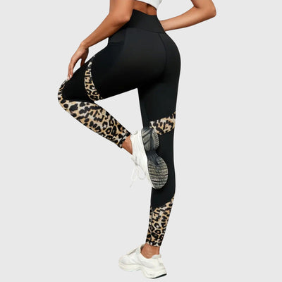 high-waisted leopard-print sweatpants