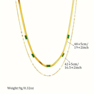 Sorella Gem Double Layer Antique Gold Necklace