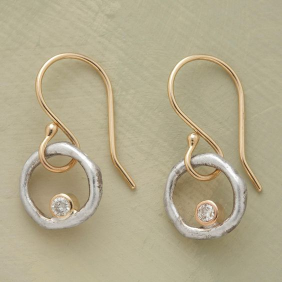 Vintage gold and silver zircon earrings