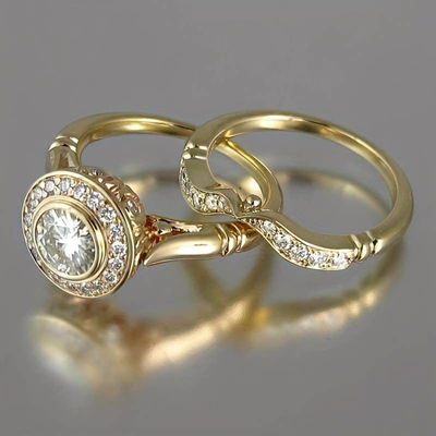 Classic Gold and Cubic Zirconia Ring Set